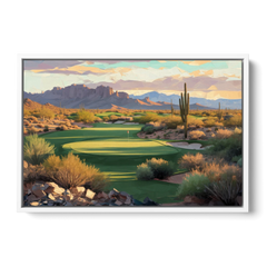 Scottsdale Golf Paradise - White Framed Canvas Wall Art - Front