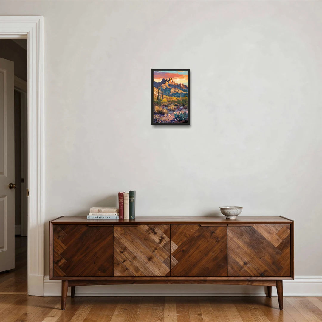 Scottsdale Mountain Views - Black Framed Canvas Wall Art - Coffee Table - 12x18