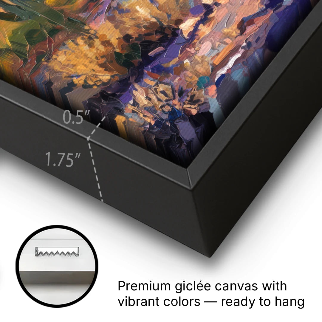 Scottsdale Mountain Views - Black Framed Canvas Wall Art - Gallery Wrap Corner