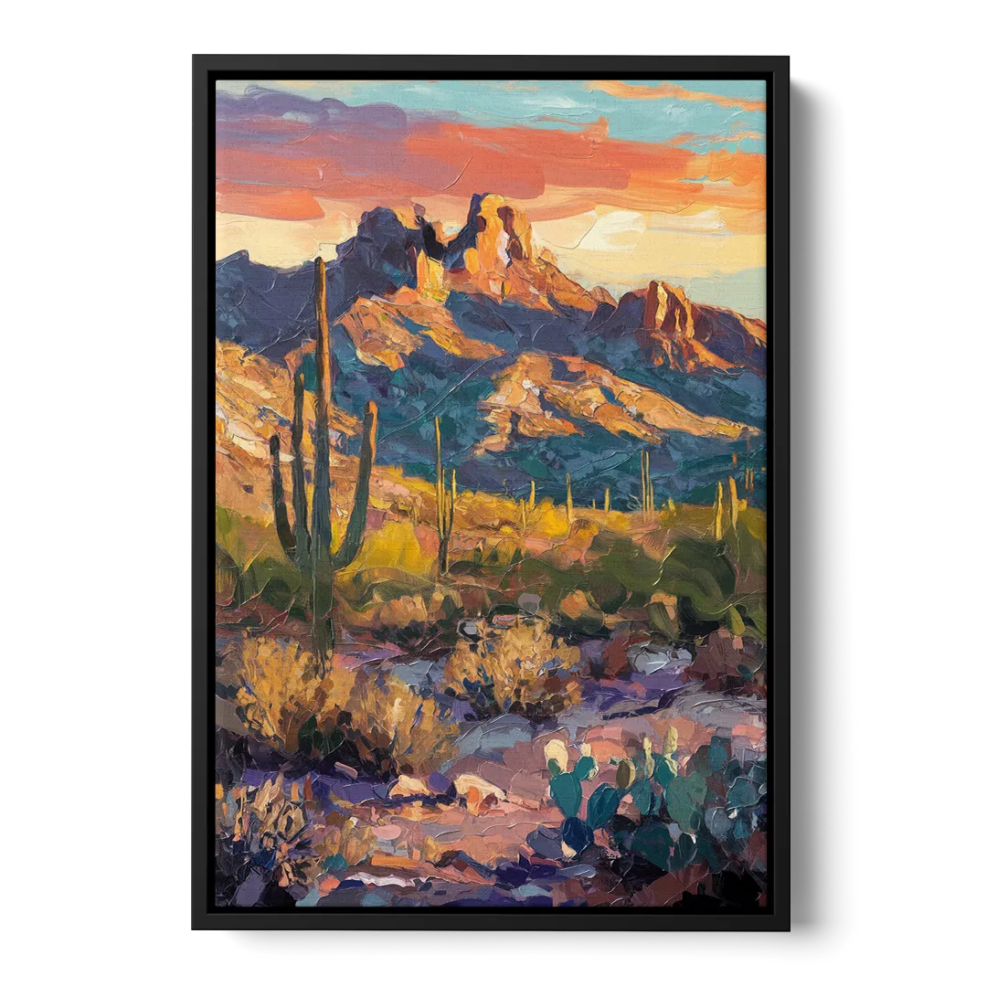Scottsdale Mountain Views Front - Black Canvas Wall Art