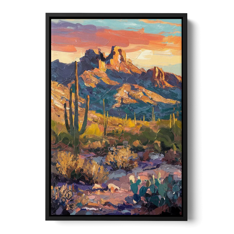 Scottsdale Mountain Views Front - Black Canvas Wall Art