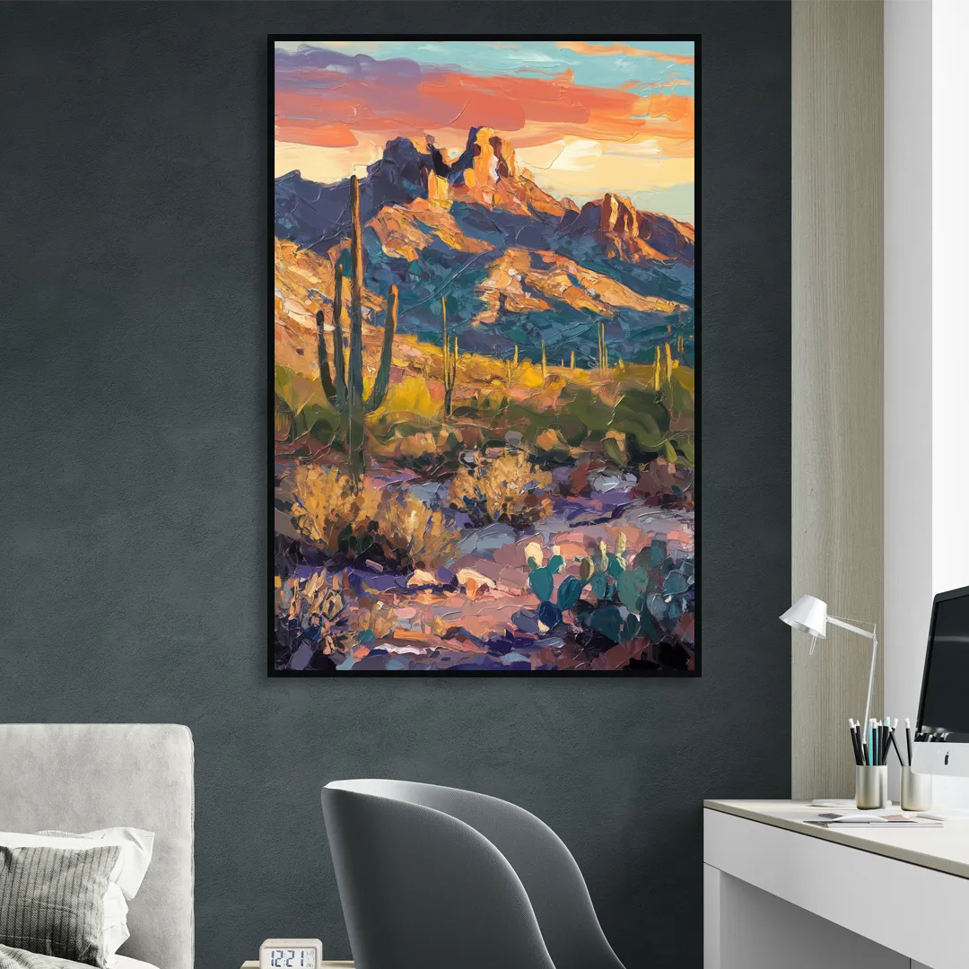 Scottsdale Mountain Views Sitting Room - Black Canvas Wall Art