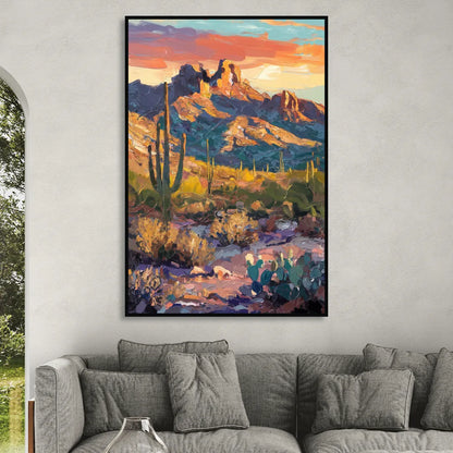 Scottsdale Mountain Views Living Room - Black Canvas Wall Art