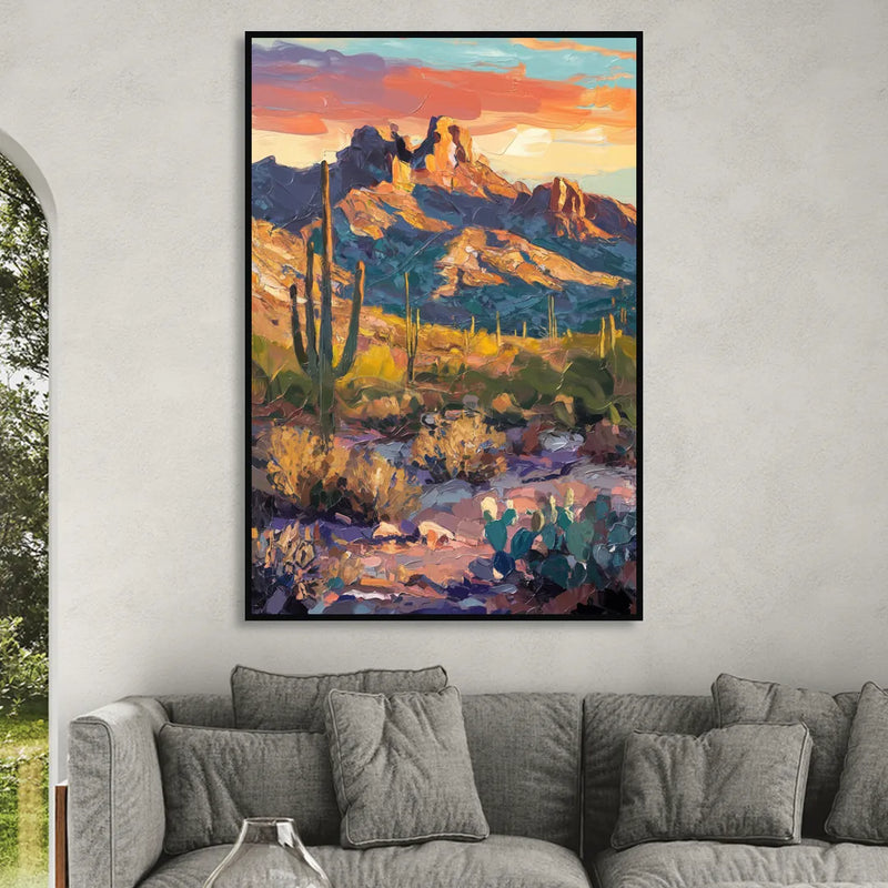 Scottsdale Mountain Views Living Room - Black Canvas Wall Art