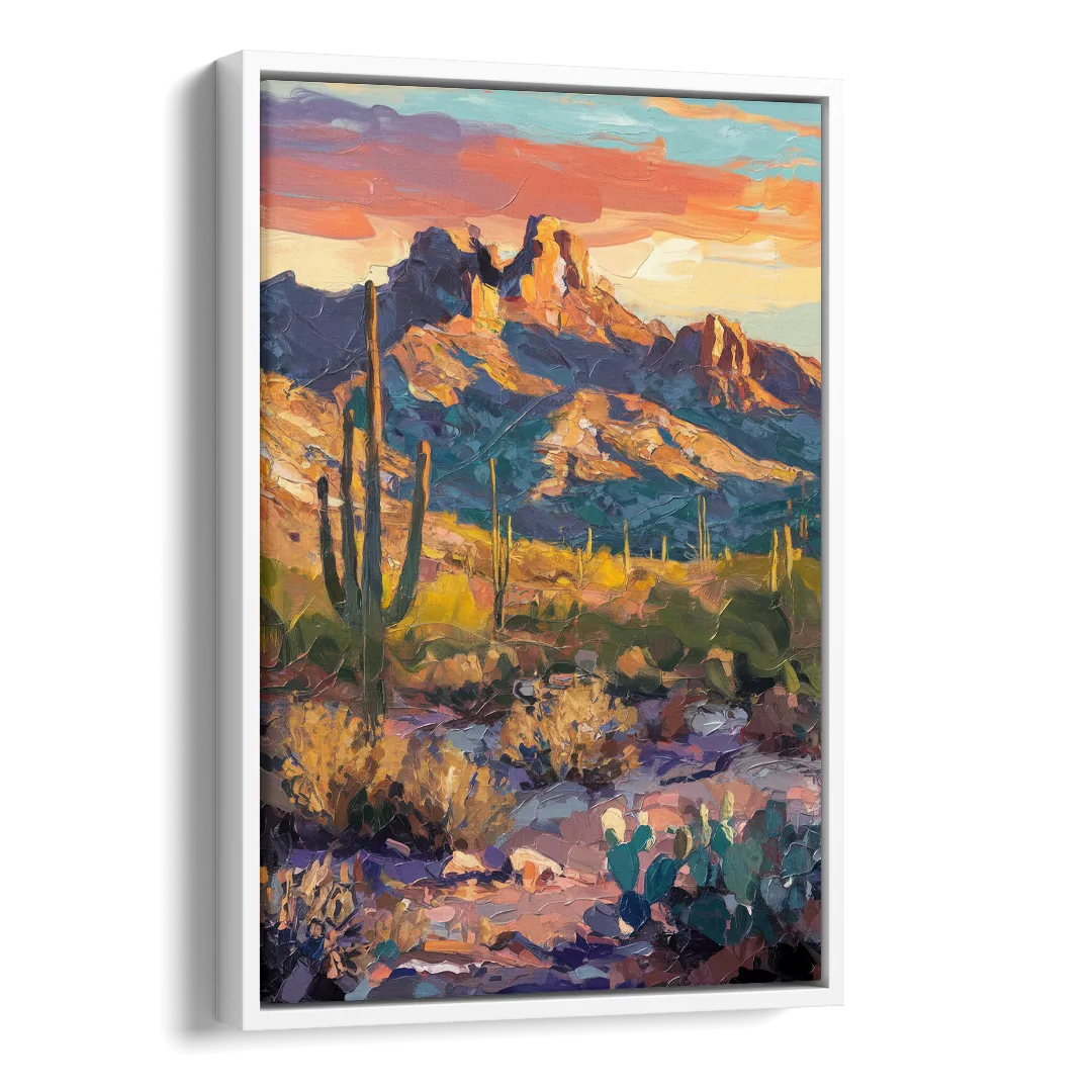 Scottsdale Mountain Views Side - White Canvas Wall Art