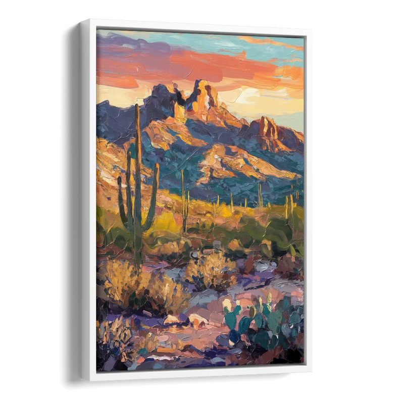 Scottsdale Mountain Views Side - White Canvas Wall Art