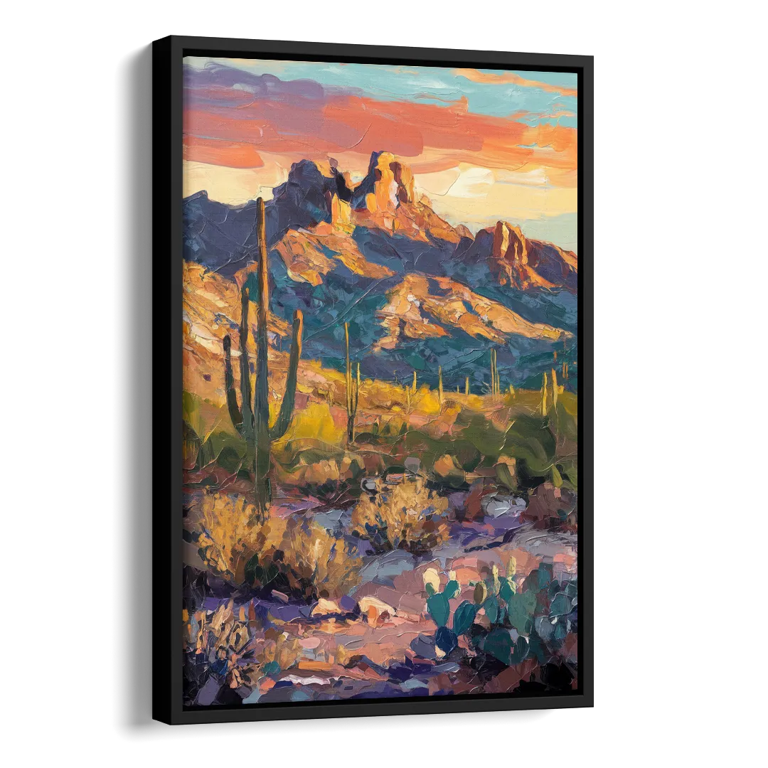 Scottsdale Mountain Views Side - Black Canvas Wall Art