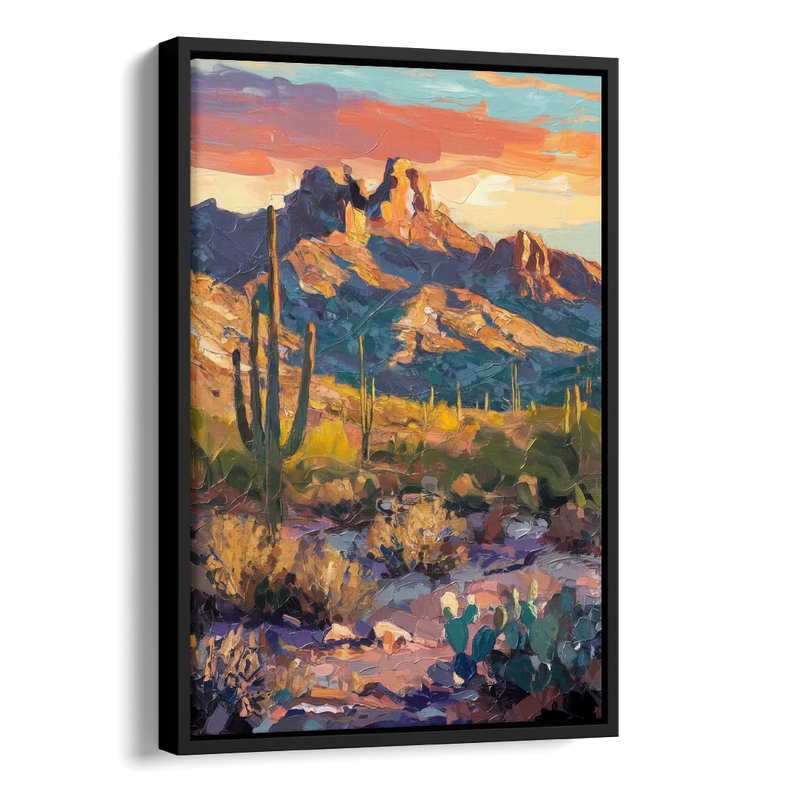 Scottsdale Mountain Views Side - Black Canvas Wall Art