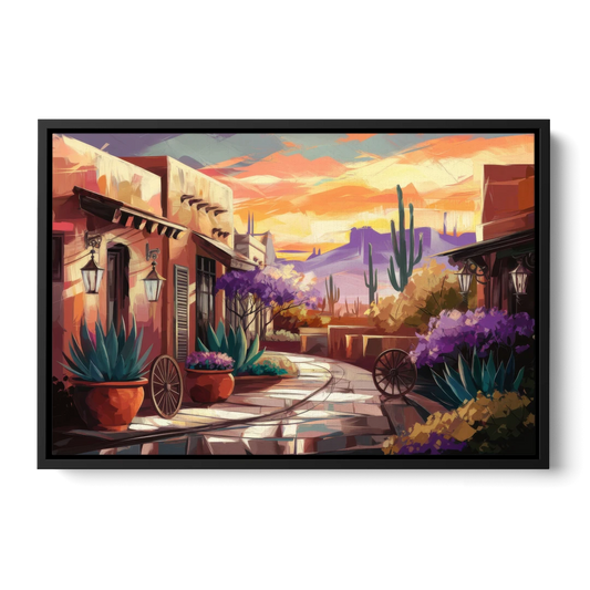 Scottsdale Old Town Charm - Black Framed Canvas Wall Art - Front