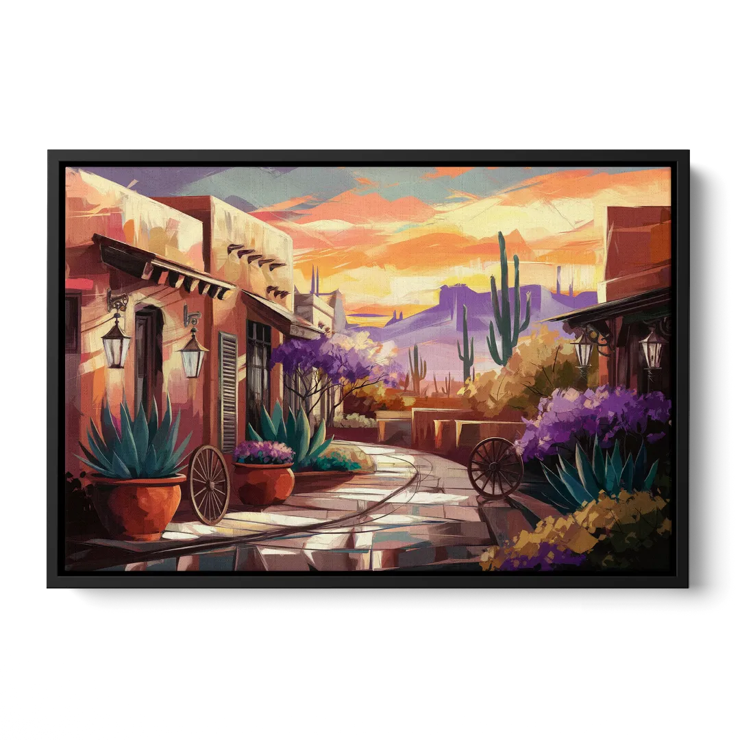 Scottsdale Old Town Charm Front - Black Canvas Wall Art