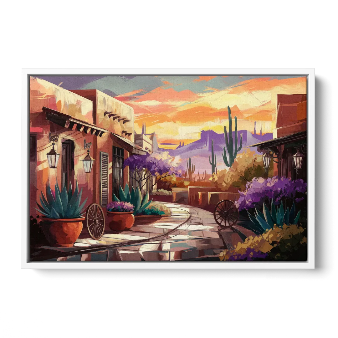 Scottsdale Old Town Charm Front - White Canvas Wall Art