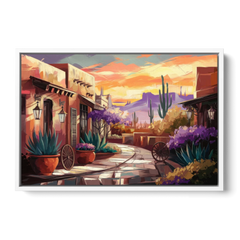 Scottsdale Old Town Charm - White Framed Canvas Wall Art - Front