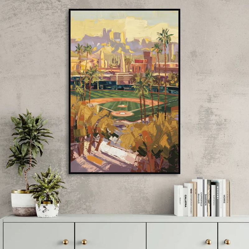 Scottsdale Spring Training Scene Sitting Room - Black Canvas Wall Art