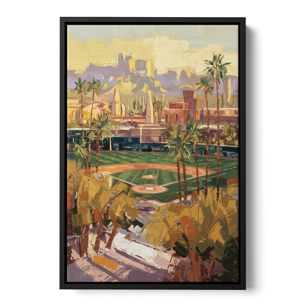 Scottsdale Spring Training Scene Front - Black Canvas Wall Art