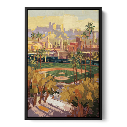 Scottsdale Spring Training Scene Front - Black Canvas Wall Art
