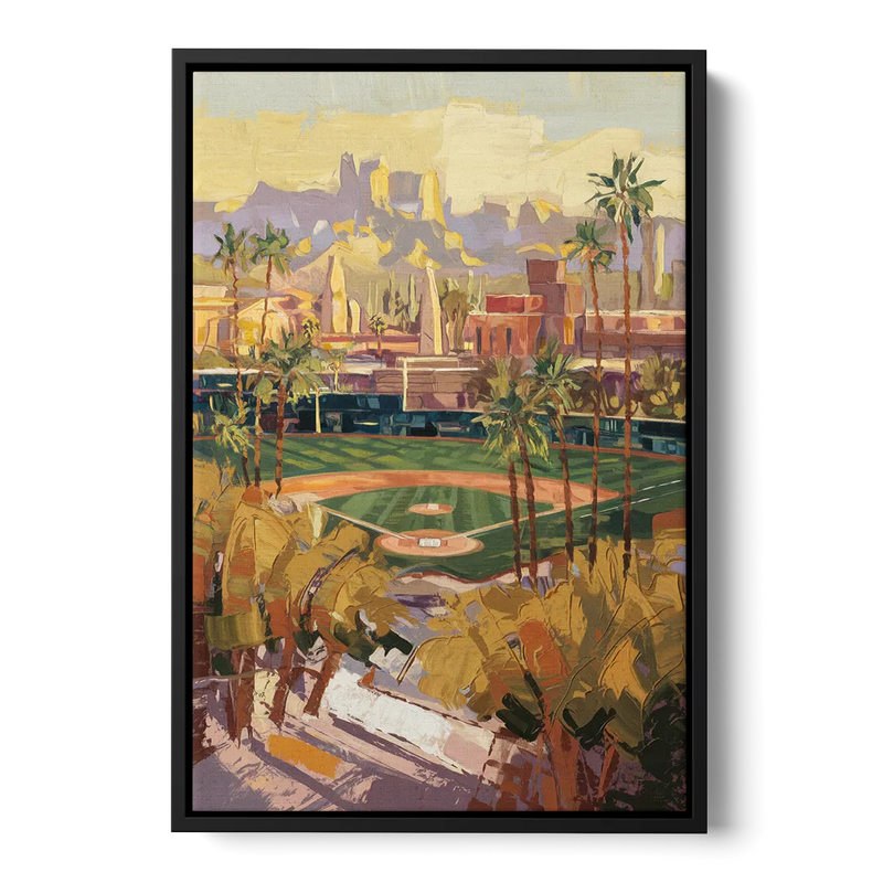 Scottsdale Spring Training Scene Front - Black Canvas Wall Art