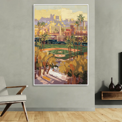 Scottsdale Spring Training Scene Living Room - White Canvas Wall Art