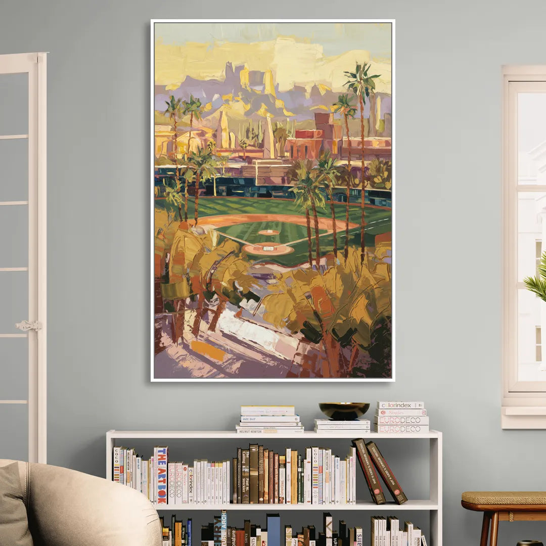 Scottsdale Spring Training Scene Sitting Room - White Canvas Wall Art