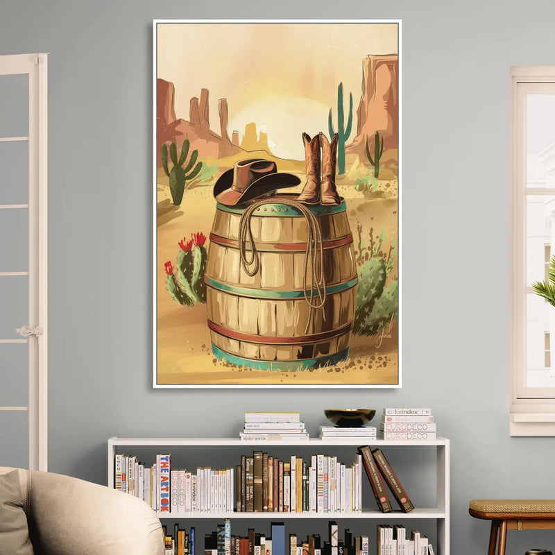 Scottsdale Western Heritage Living Room - White Canvas Wall Art