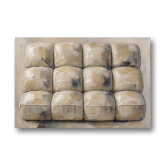 Sculptural Wall Art of Tufted Cream Pillows - Canvas Wall Art - Front