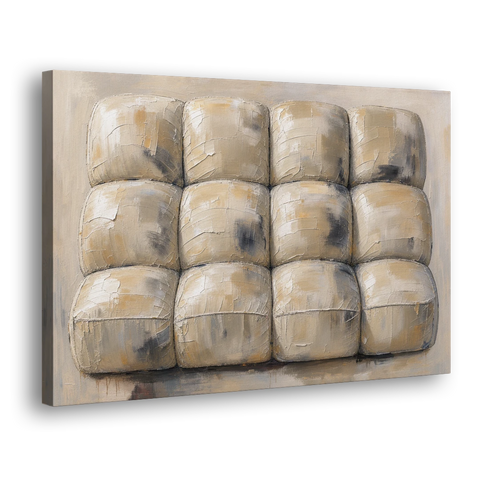 Sculptural Wall Art of Tufted Cream Pillows - Canvas Wall Art - Side