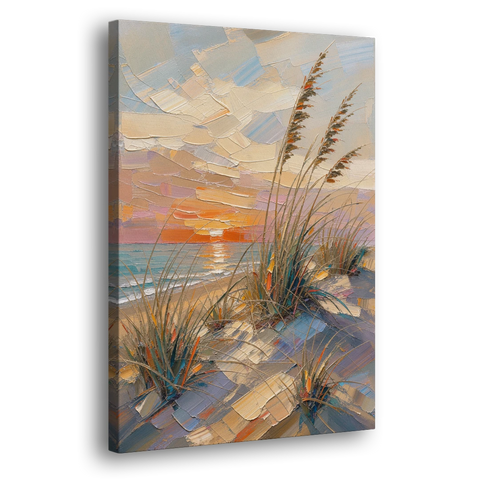 Sea Grass Painting at Golden Hour - Canvas Wall Art - Side