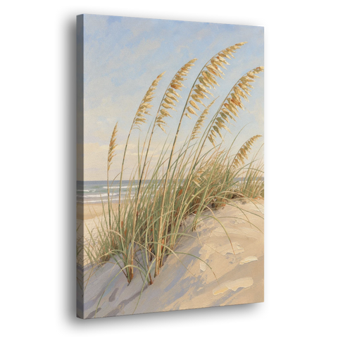 Sea Grass Wall Art with Golden Sea Oats - Canvas Wall Art - Side