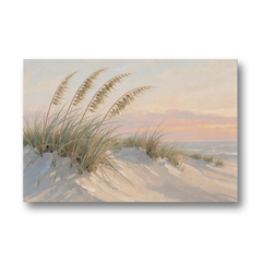 Sea Oats Painting on a Sunset Dune - Canvas Wall Art - Front