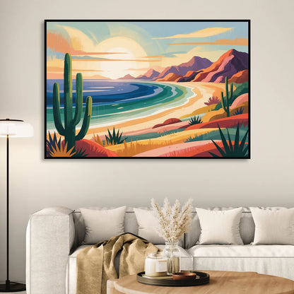 Sea of Cortez Horizon Sitting Room - Black Canvas Wall Art