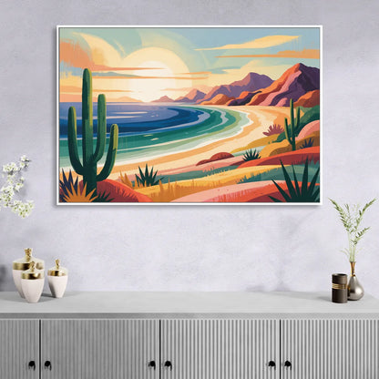 Sea of Cortez Horizon Sitting Room - White Canvas Wall Art