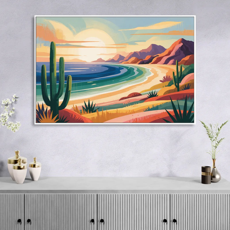 Sea of Cortez Horizon Sitting Room - White Canvas Wall Art