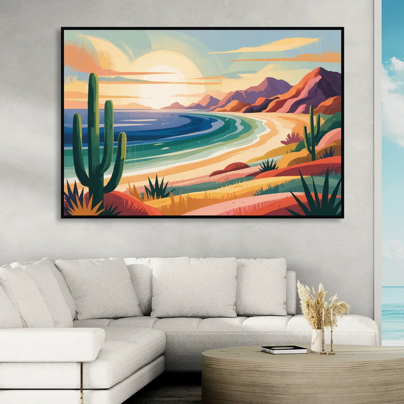 Sea of Cortez Horizon Living Room - Black Canvas Wall Art
