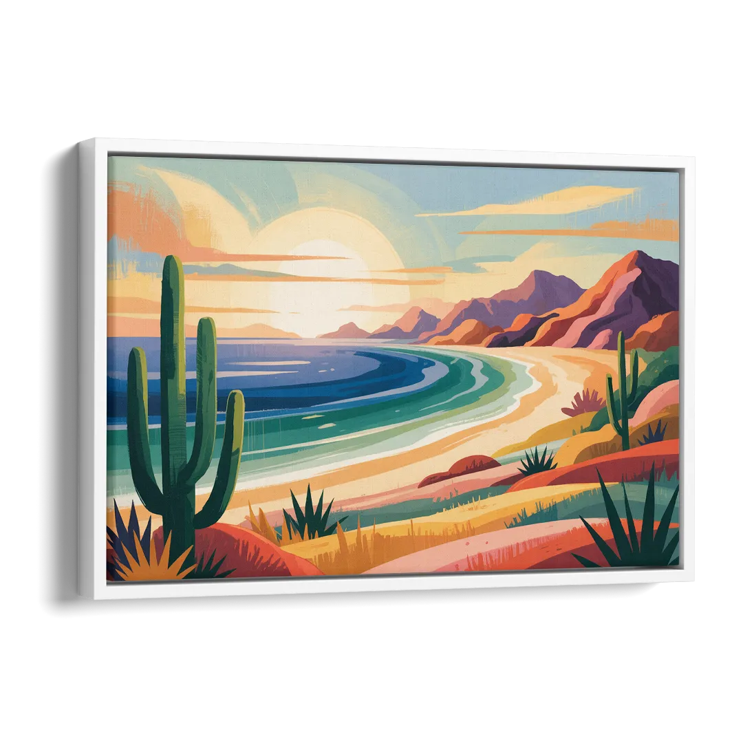 Sea of Cortez Horizon Side - White Canvas Wall Art