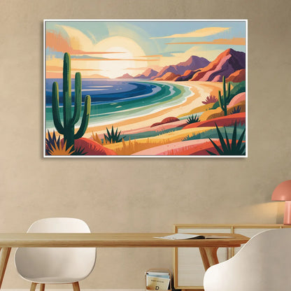 Sea of Cortez Horizon Living Room - White Canvas Wall Art