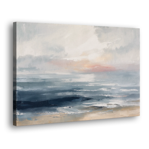 Seascape Painting of a Misty Dawn Horizon - Canvas Wall Art - Side
