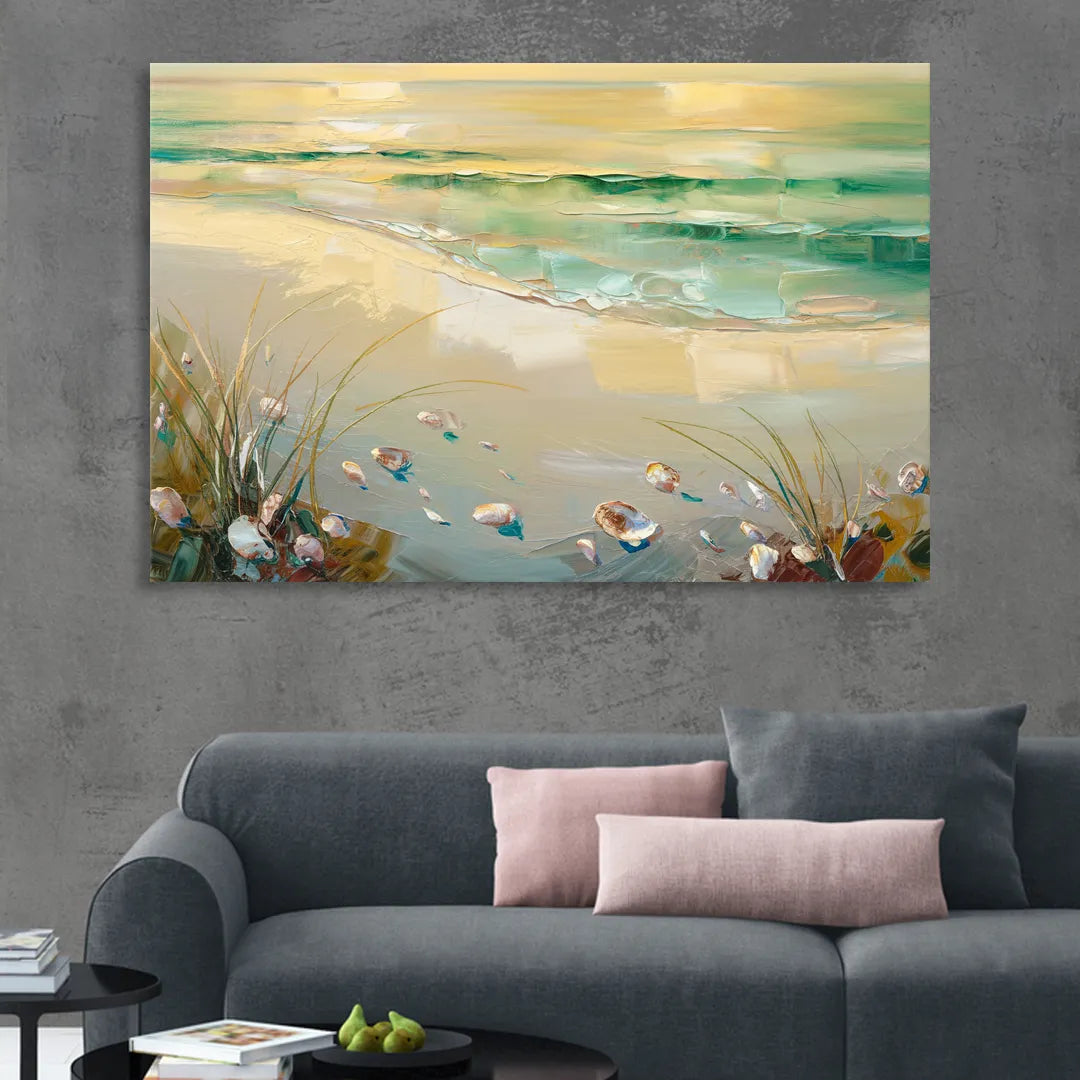 Seaside Beachfront Serenity Living Room - Canvas Wall Art