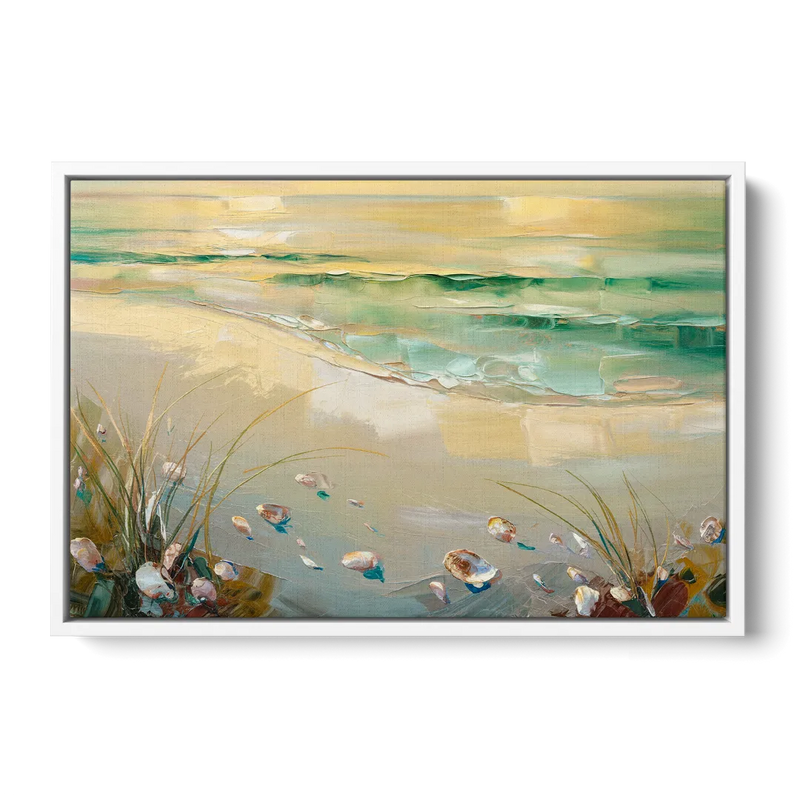 Seaside Beachfront Serenity Front - White Canvas Wall Art