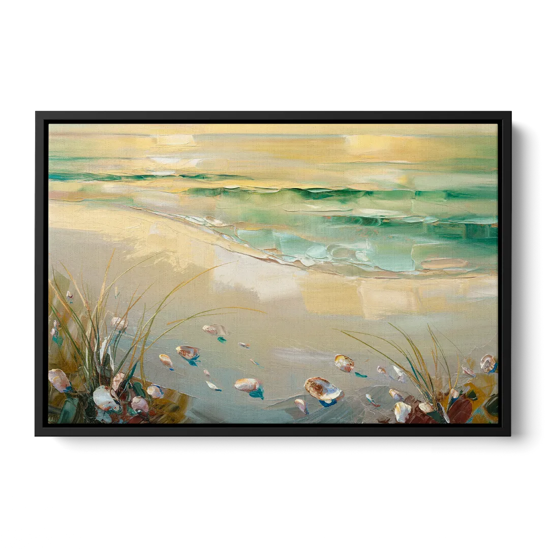 Seaside Beachfront Serenity Front - Black Canvas Wall Art