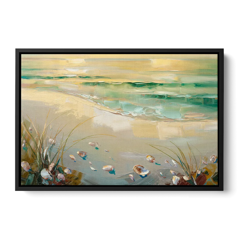 Seaside Beachfront Serenity Front - Black Canvas Wall Art