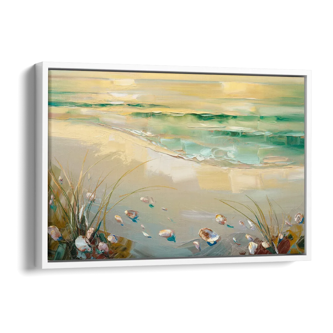 Seaside Beachfront Serenity Side - White Canvas Wall Art