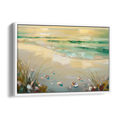 Seaside Beachfront Serenity Side - White Canvas Wall Art