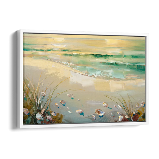 Seaside Beachfront Serenity Side - White Canvas Wall Art