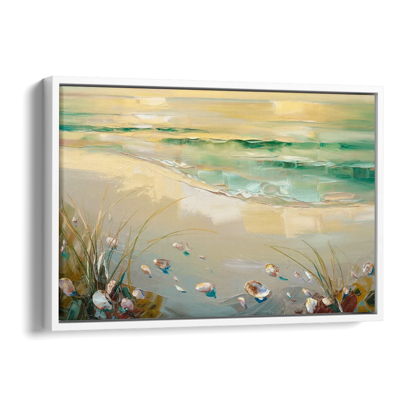 Seaside Beachfront Serenity Side - White Canvas Wall Art