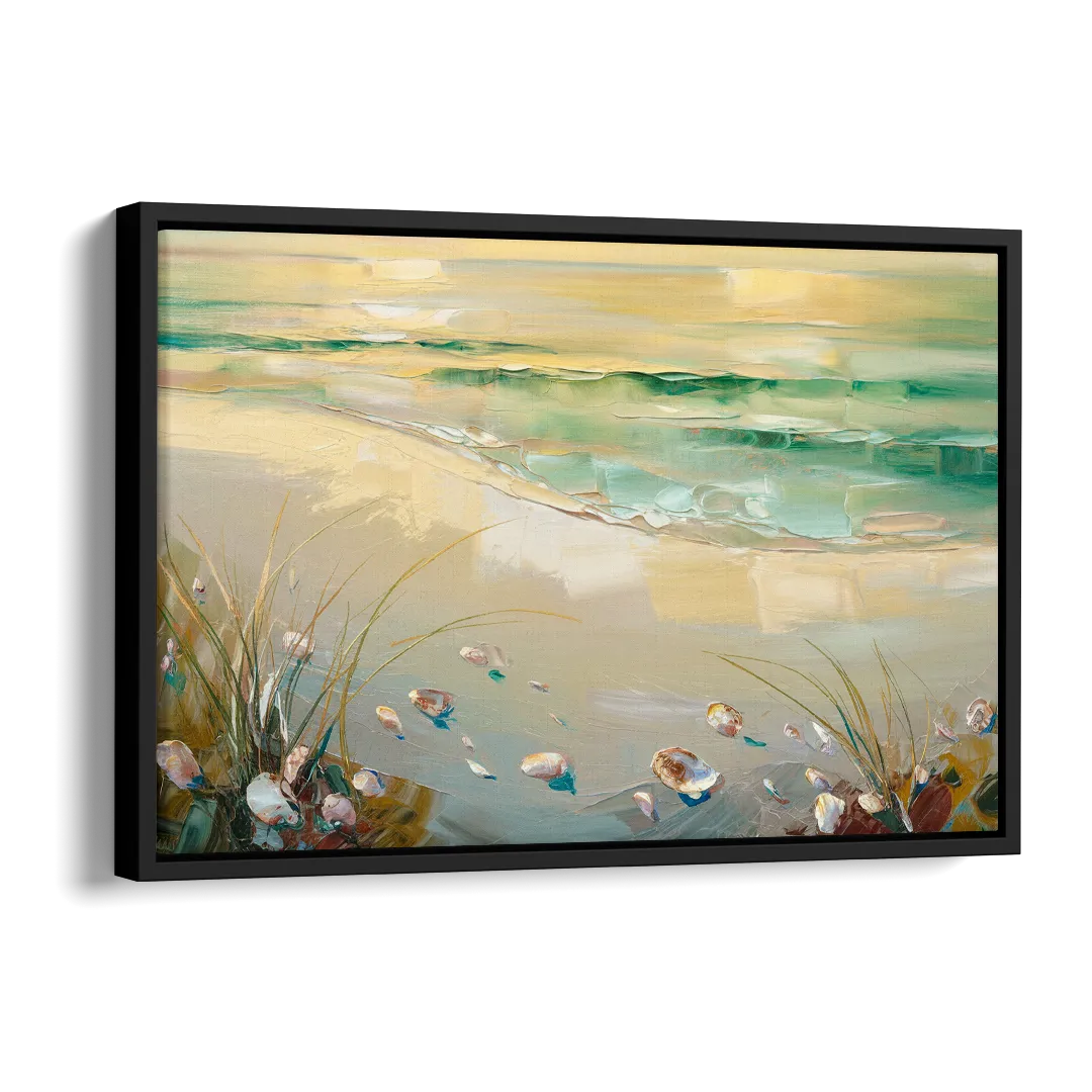 Seaside Beachfront Serenity Side - Black Canvas Wall Art