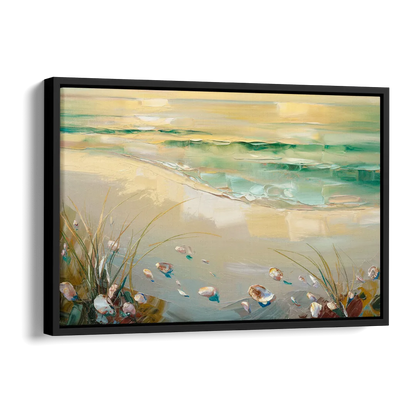 Seaside Beachfront Serenity Side - Black Canvas Wall Art