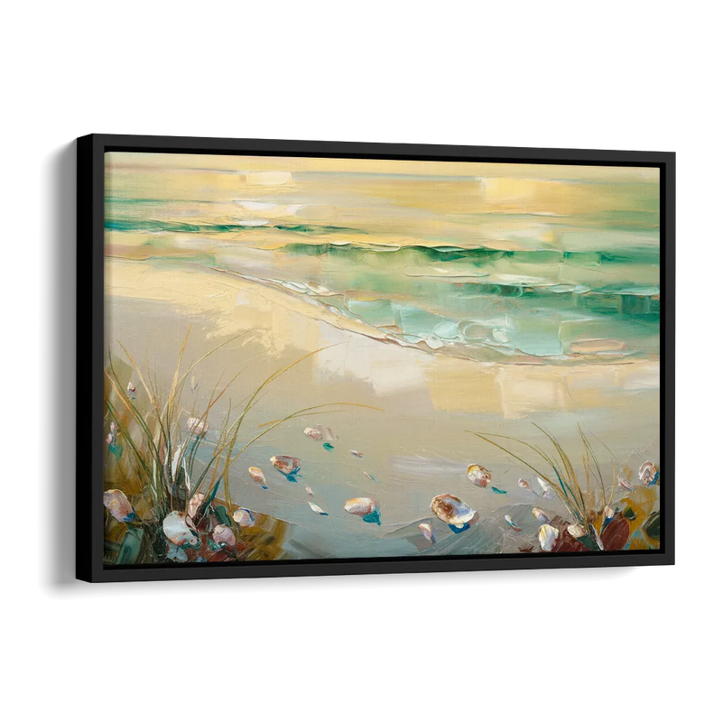 Seaside Beachfront Serenity Side - Black Canvas Wall Art