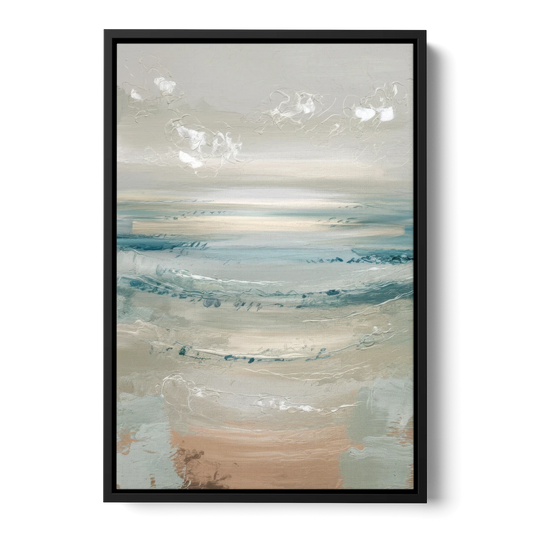 Seaside Blue Horizon - Black Framed Canvas Wall Art - Front