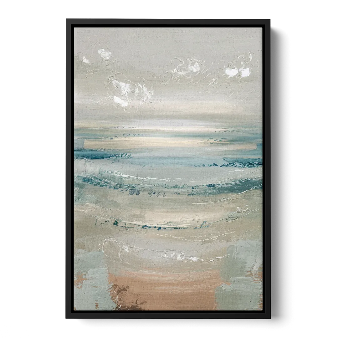 Seaside Blue Horizon Front - Black Canvas Wall Art