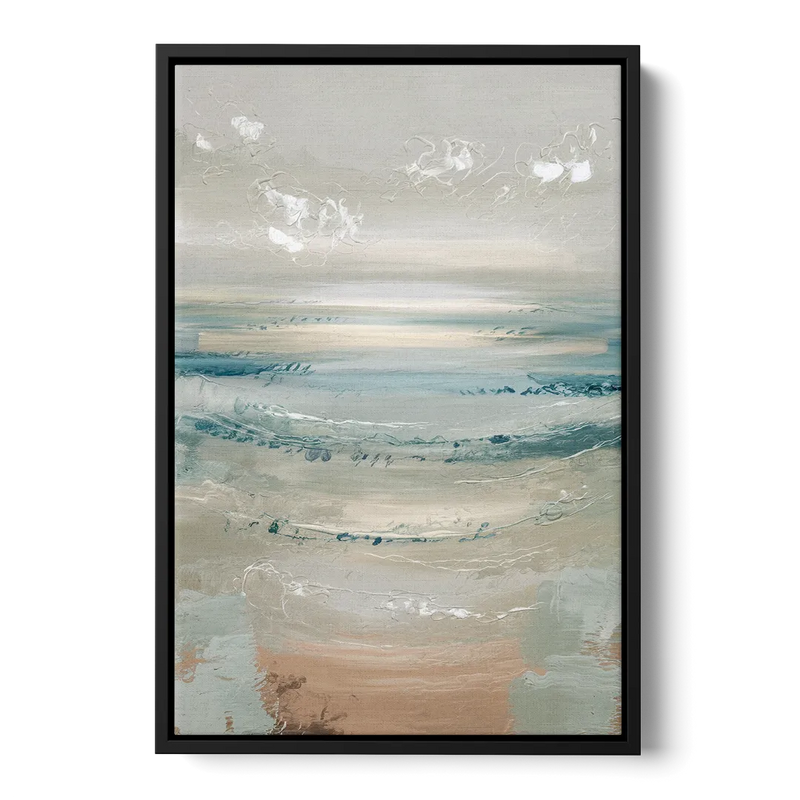 Seaside Blue Horizon Front - Black Canvas Wall Art