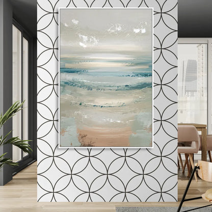 Seaside Blue Horizon Living Room - White Canvas Wall Art